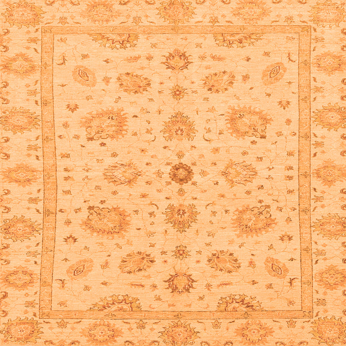 Square Machine Washable Oriental Orange Traditional Area Rugs, wshabs3961org