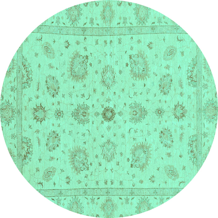 Round Oriental Turquoise Traditional Rug, abs3961turq
