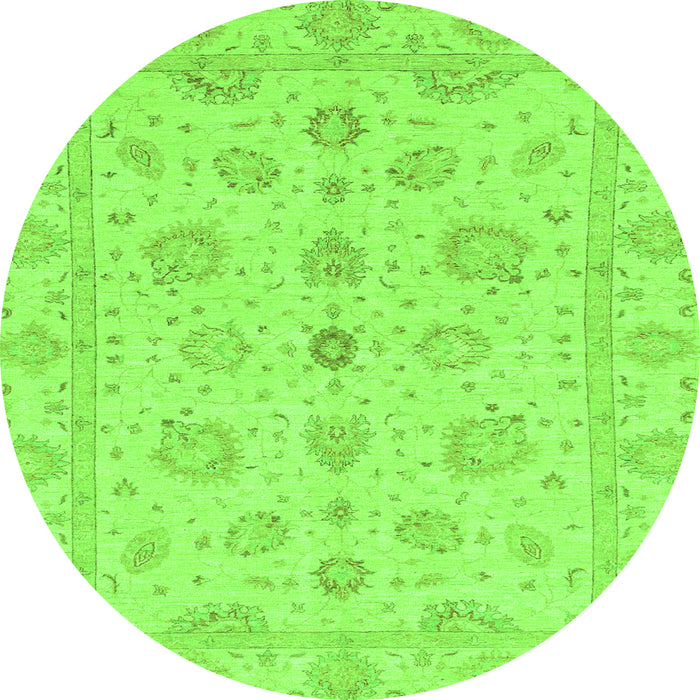 Round Machine Washable Oriental Green Traditional Area Rugs, wshabs3961grn
