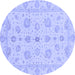 Round Oriental Blue Traditional Rug, abs3961blu