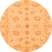 Round Machine Washable Oriental Orange Traditional Area Rugs, wshabs3961org