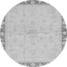 Round Machine Washable Oriental Gray Traditional Rug, wshabs3962gry