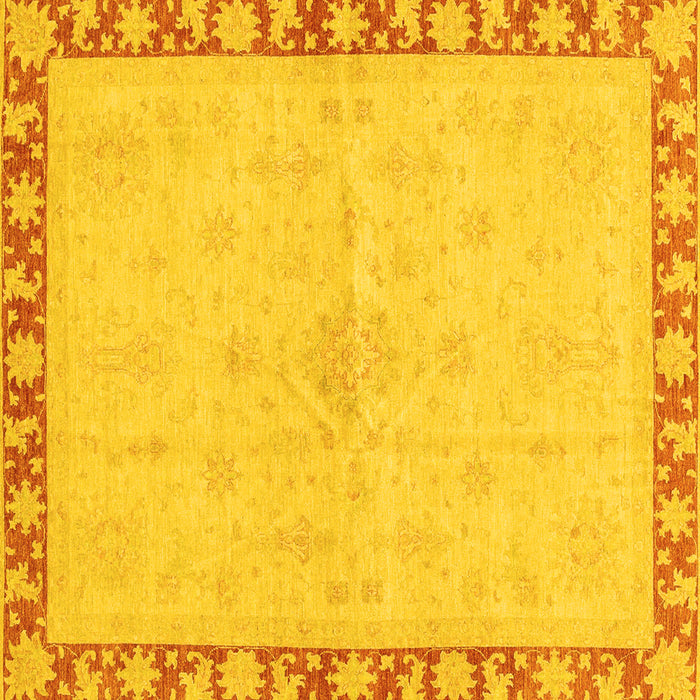 Square Machine Washable Oriental Yellow Traditional Rug, wshabs3962yw