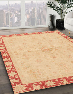 Abstract Yellow Oriental Rug in Family Room, abs3962