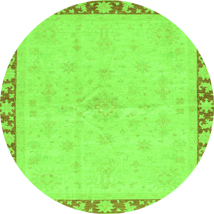 Round Machine Washable Oriental Green Traditional Area Rugs, wshabs3962grn