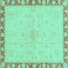 Square Oriental Turquoise Traditional Rug, abs3962turq