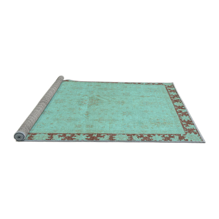 Sideview of Machine Washable Oriental Light Blue Traditional Rug, wshabs3962lblu