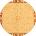 Round Oriental Brown Traditional Rug, abs3962brn