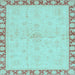 Square Machine Washable Oriental Light Blue Traditional Rug, wshabs3962lblu