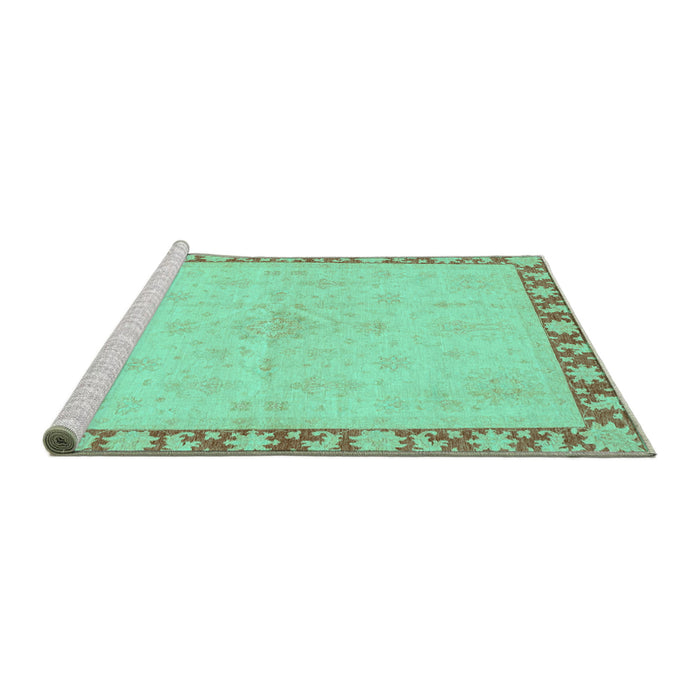 Sideview of Machine Washable Oriental Turquoise Traditional Area Rugs, wshabs3962turq