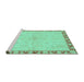 Sideview of Machine Washable Oriental Turquoise Traditional Area Rugs, wshabs3962turq