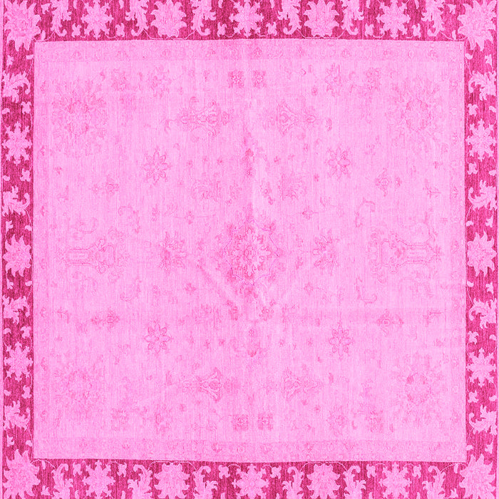 Square Machine Washable Oriental Pink Traditional Rug, wshabs3962pnk