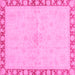 Square Machine Washable Oriental Pink Traditional Rug, wshabs3962pnk