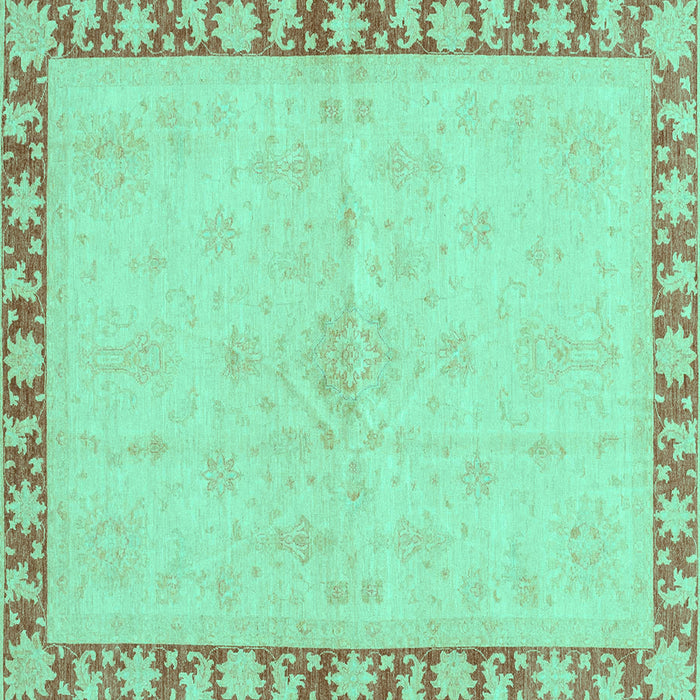 Square Machine Washable Oriental Turquoise Traditional Area Rugs, wshabs3962turq