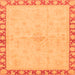 Square Machine Washable Oriental Orange Traditional Area Rugs, wshabs3962org