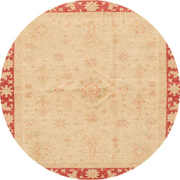 Round Abstract Yellow Oriental Rug, abs3962