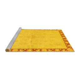 Sideview of Machine Washable Oriental Yellow Traditional Rug, wshabs3962yw