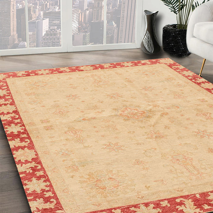 Machine Washable Abstract Yellow Rug in a Family Room, wshabs3962