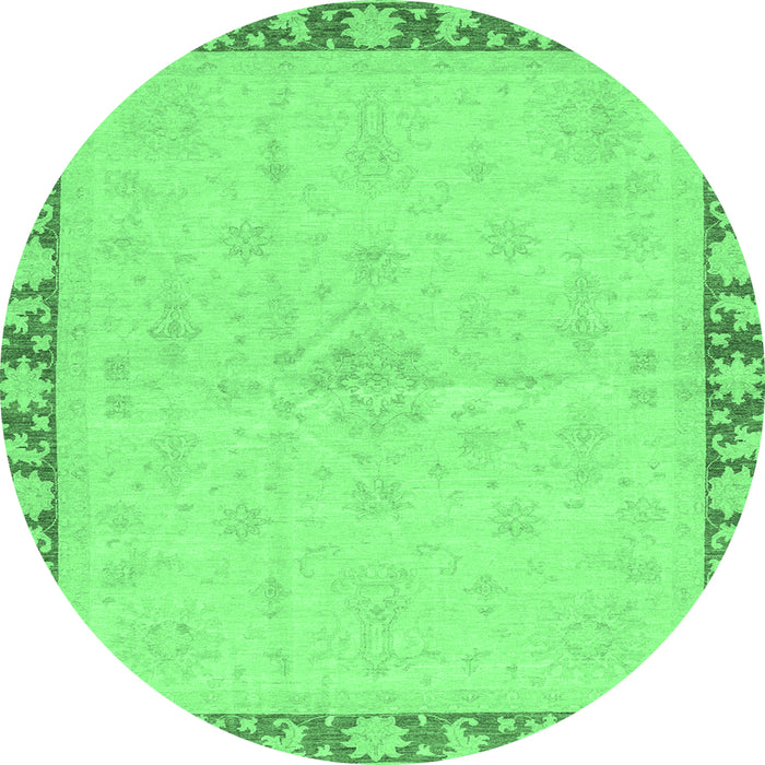 Round Oriental Emerald Green Traditional Rug, abs3962emgrn