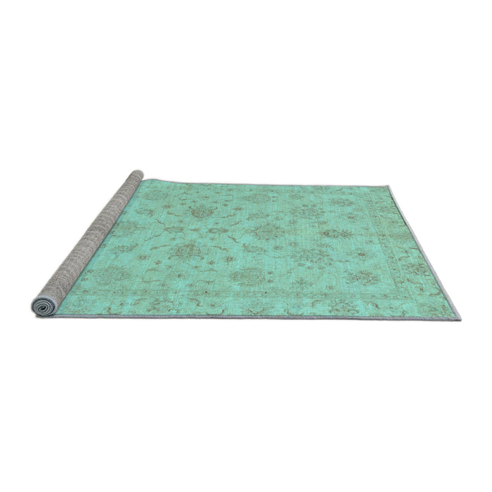Sideview of Machine Washable Oriental Light Blue Traditional Rug, wshabs3963lblu