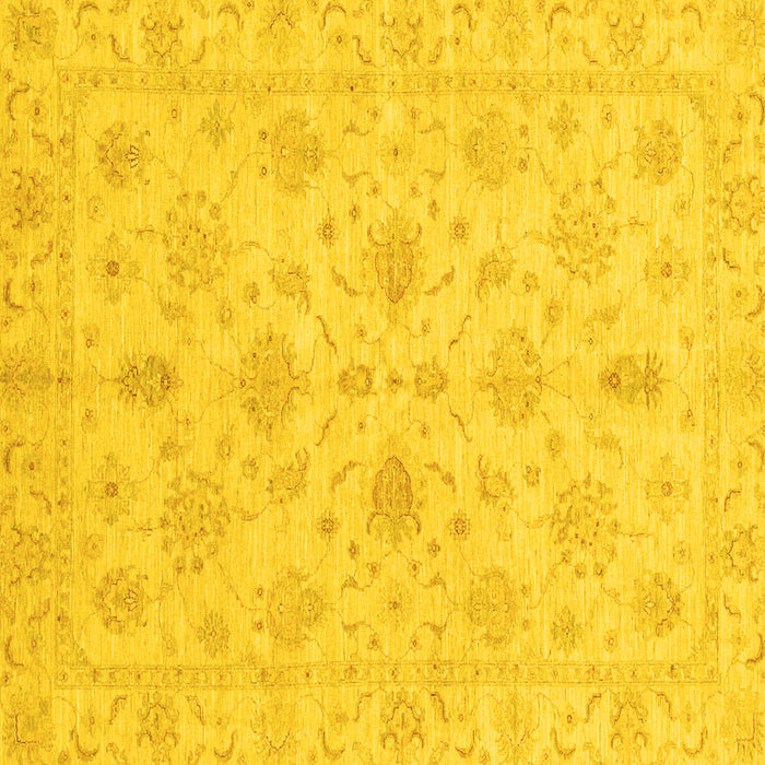 Square Machine Washable Oriental Yellow Traditional Rug, wshabs3963yw