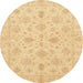 Round Abstract Mustard Yellow Oriental Rug, abs3963