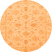 Round Machine Washable Oriental Orange Traditional Area Rugs, wshabs3963org