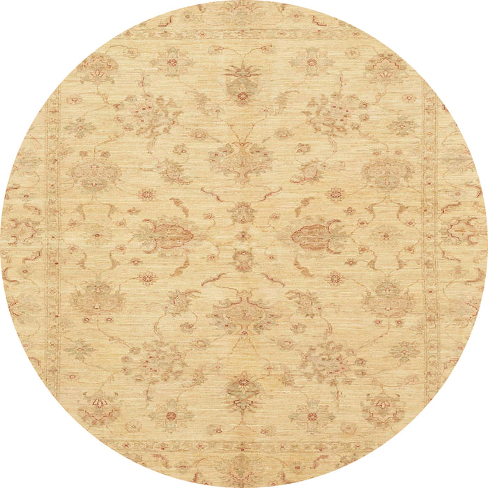 Round Machine Washable Abstract Mustard Yellow Rug, wshabs3963