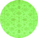 Round Oriental Green Traditional Rug, abs3963grn