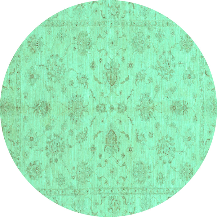 Round Oriental Turquoise Traditional Rug, abs3963turq