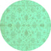 Round Oriental Turquoise Traditional Rug, abs3963turq