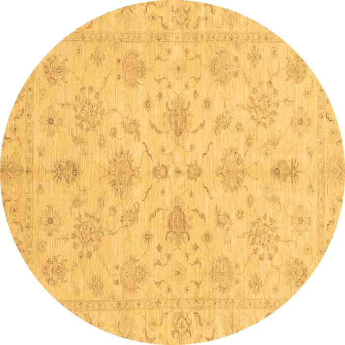 Round Oriental Brown Traditional Rug, abs3963brn