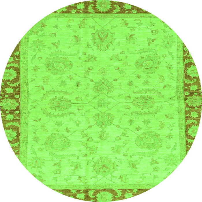 Round Machine Washable Oriental Green Traditional Area Rugs, wshabs3964grn