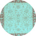 Round Oriental Light Blue Traditional Rug, abs3964lblu