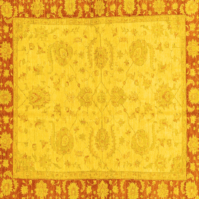 Square Machine Washable Oriental Yellow Traditional Rug, wshabs3964yw