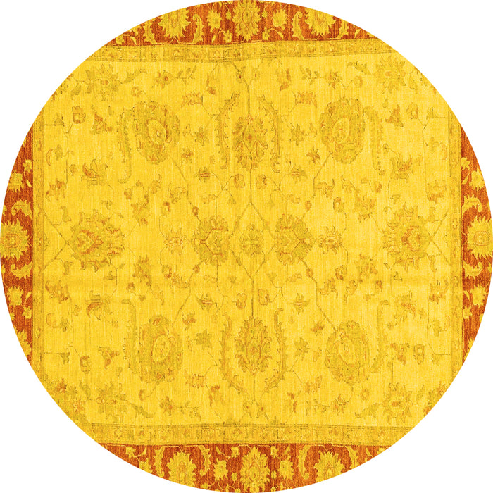 Round Oriental Yellow Traditional Rug, abs3964yw