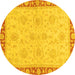 Round Oriental Yellow Traditional Rug, abs3964yw