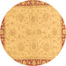 Round Oriental Brown Traditional Rug, abs3964brn