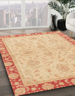 Machine Washable Abstract Yellow Rug in a Family Room, wshabs3964