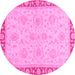 Round Oriental Pink Traditional Rug, abs3964pnk