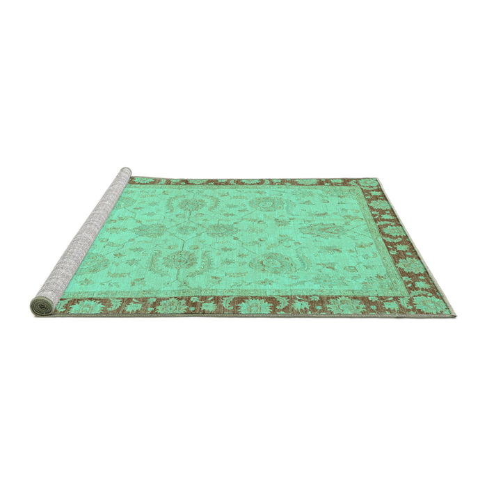 Sideview of Machine Washable Oriental Turquoise Traditional Area Rugs, wshabs3964turq