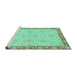 Sideview of Machine Washable Oriental Turquoise Traditional Area Rugs, wshabs3964turq