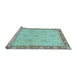 Sideview of Machine Washable Oriental Light Blue Traditional Rug, wshabs3964lblu