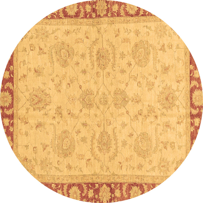 Round Machine Washable Oriental Brown Traditional Rug, wshabs3964brn