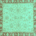 Square Oriental Turquoise Traditional Rug, abs3964turq