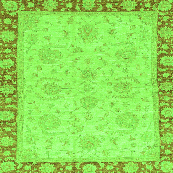 Square Machine Washable Oriental Green Traditional Area Rugs, wshabs3964grn