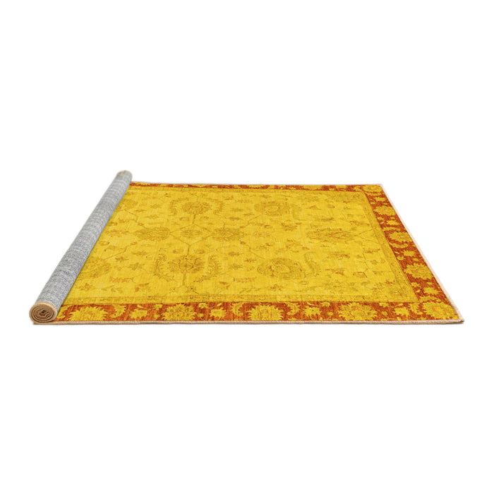 Sideview of Machine Washable Oriental Yellow Traditional Rug, wshabs3964yw