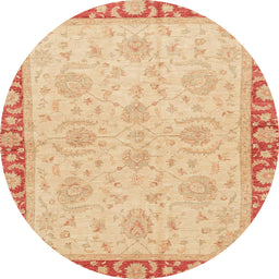 Round Abstract Yellow Oriental Rug, abs3964