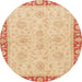 Round Abstract Yellow Oriental Rug, abs3964