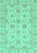 Machine Washable Oriental Turquoise Traditional Area Rugs, wshabs3965turq